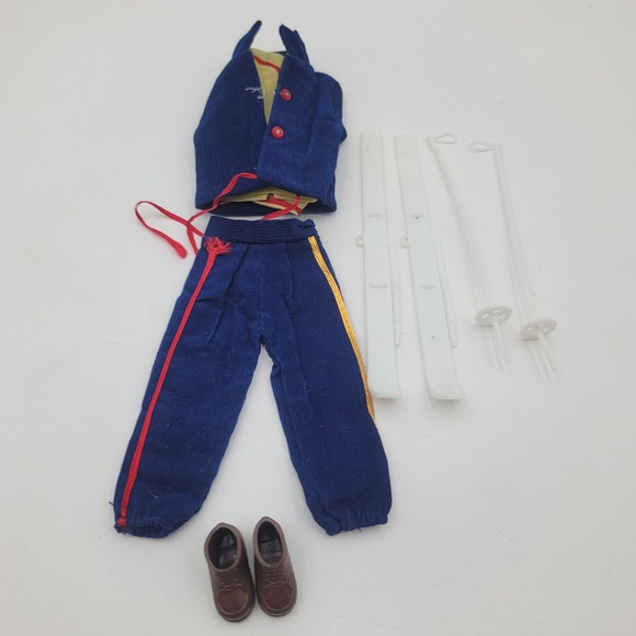 Barbie Other - VTG Ken Barbie Doll Ski Outfit Blue Corduroy Jacket Pants Skis Poles Boots Set